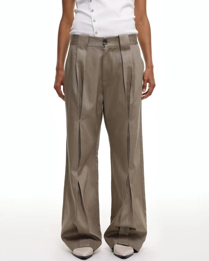 KIIKIO Vintage Tailored Pleated Wide-Leg Trousers