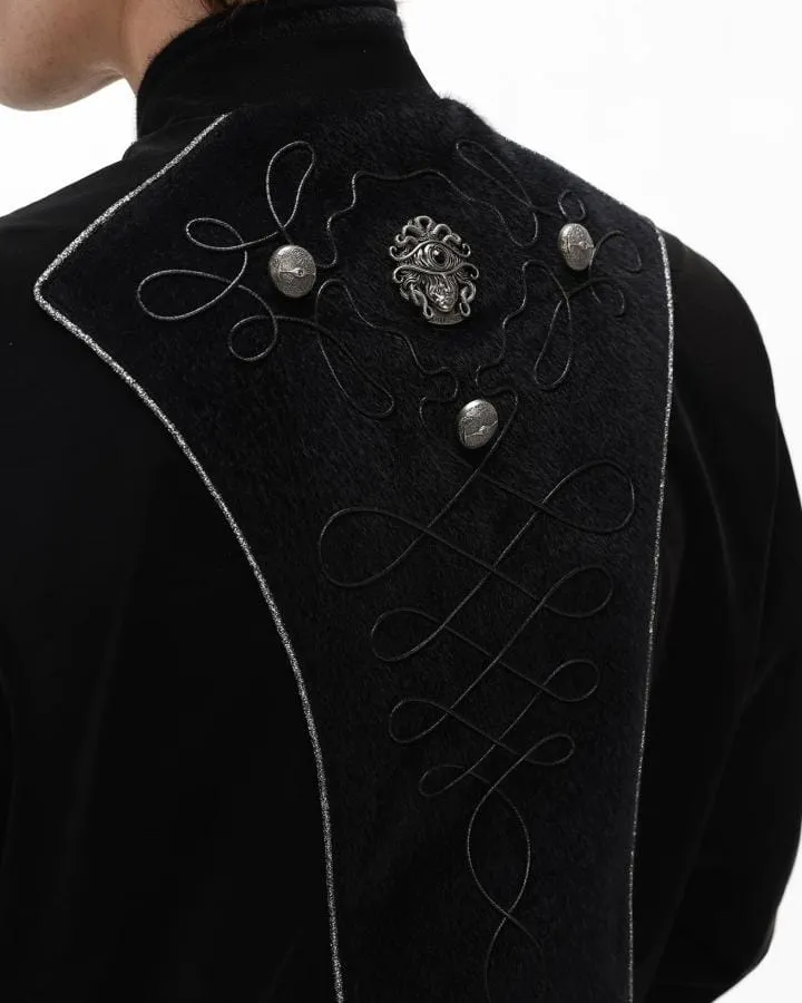 KIIKIO Vintage Dark Palace Braided Silver‑Button Bomber Jacket