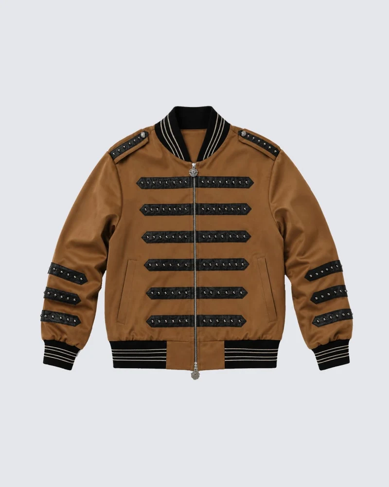 KIIKIO Vintage Military Studded Bomber Jacket