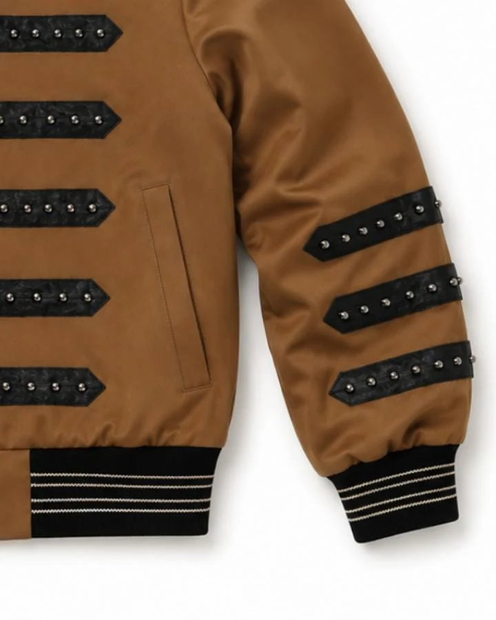 KIIKIO Vintage Military Studded Bomber Jacket