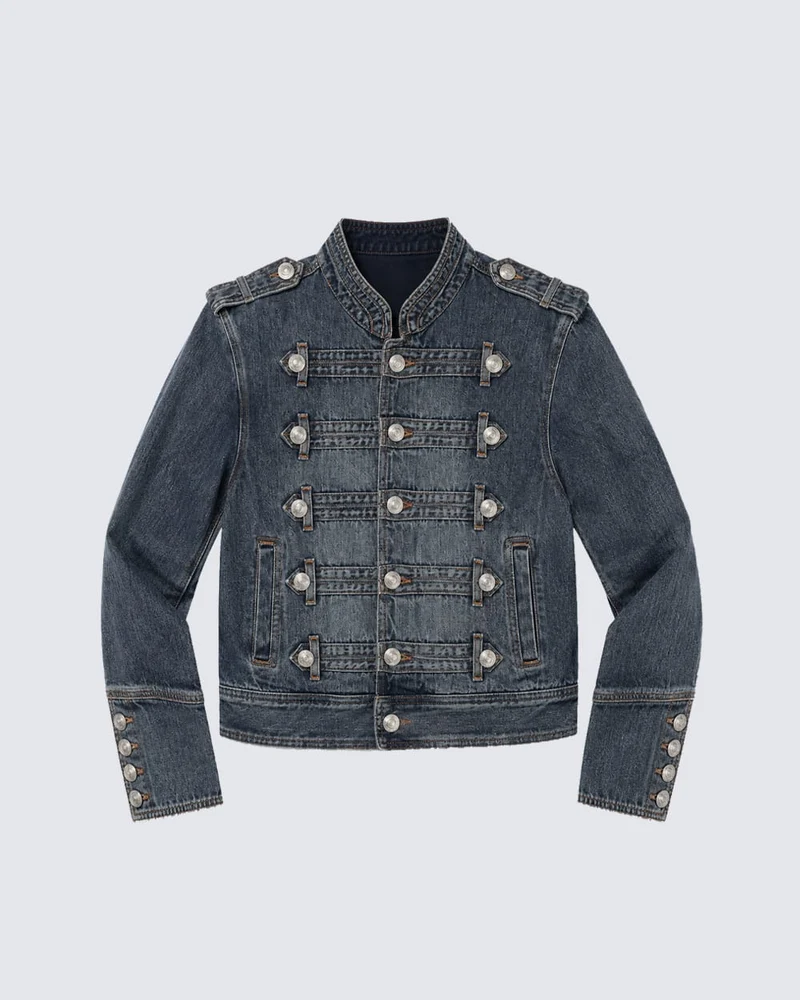 KIIKIO Vintage-Wash Denim Button-Up Jacket