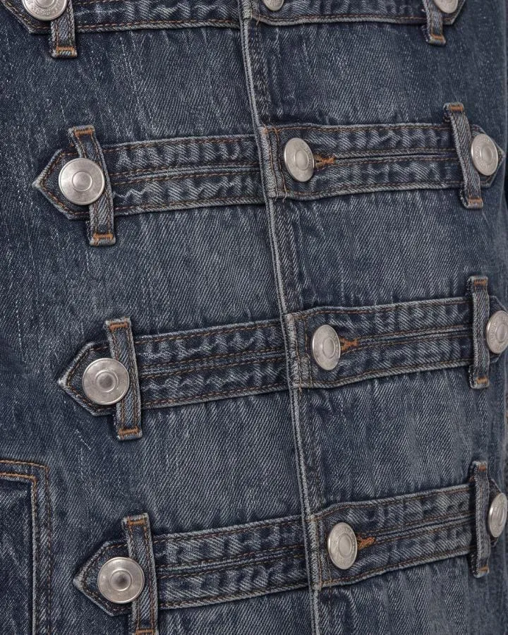 KIIKIO Vintage-Wash Denim Button-Up Jacket
