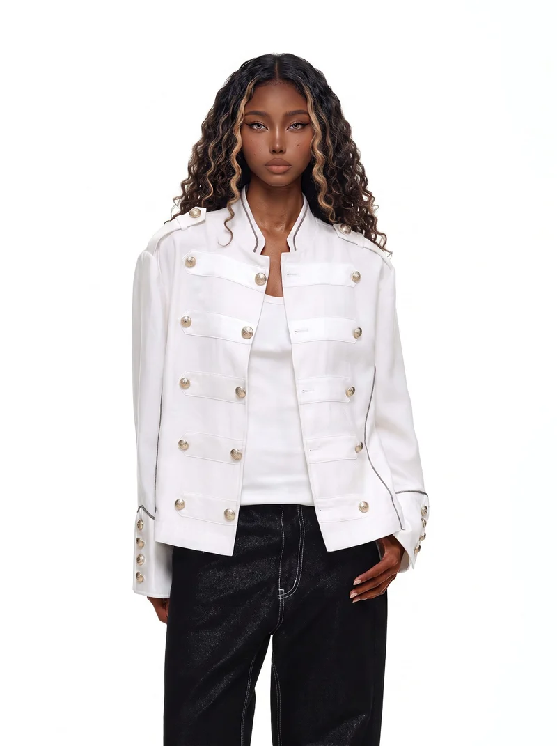 KIIKIO Vintage Military Band Gold Button Jacket