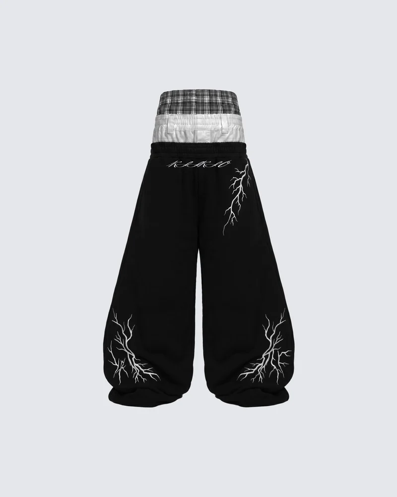 LIGHTNING Series | Layered Waist Wide-Leg Sweatpants