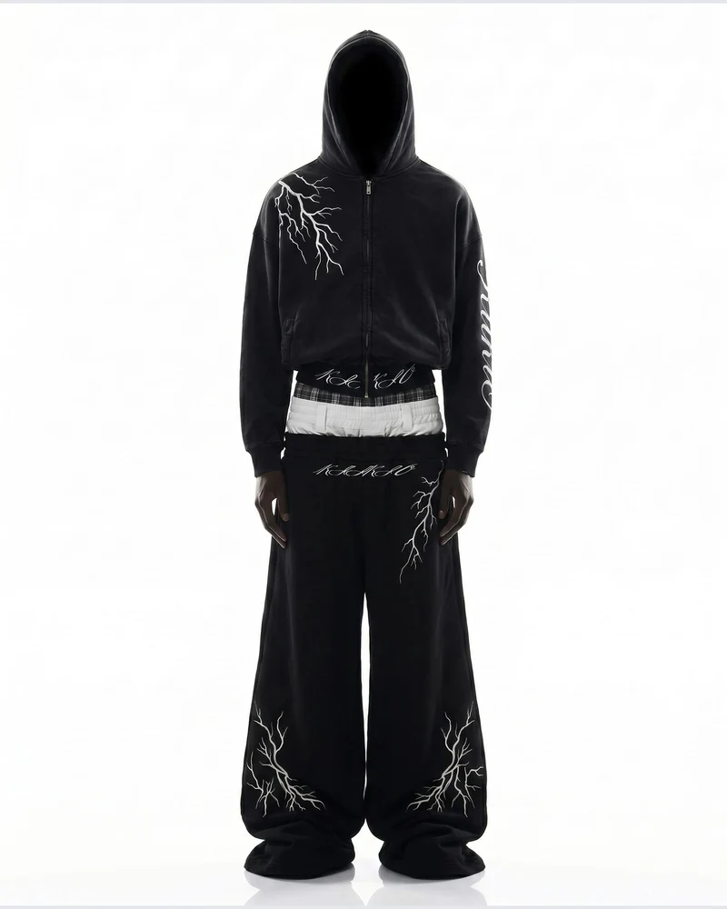 LIGHTNING Series | Layered Waist Wide-Leg Sweatpants