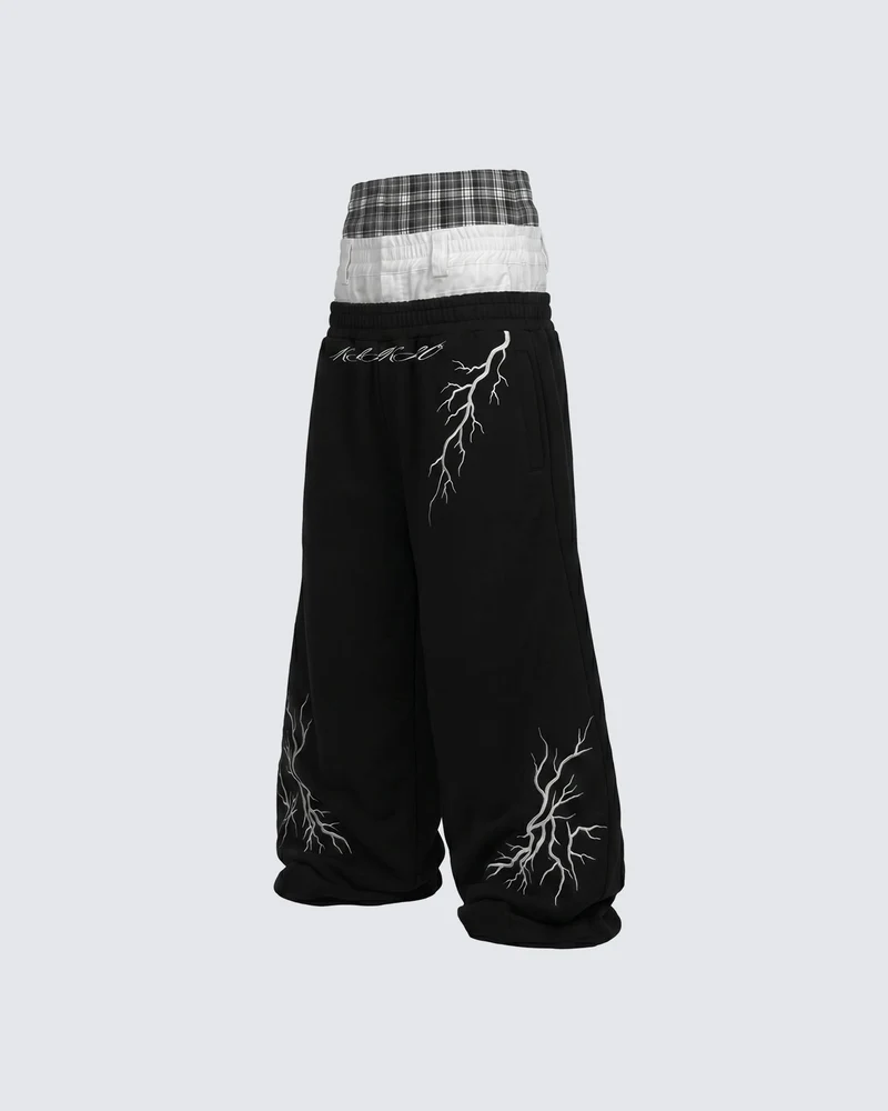 LIGHTNING Series | Layered Waist Wide-Leg Sweatpants