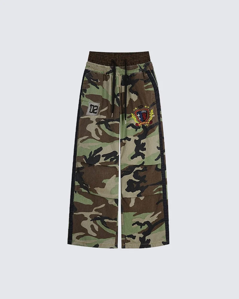KIIKIO Utility Double Waist Camo Cargo Pants