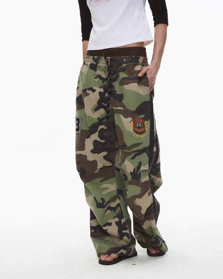 KIIKIO Utility Double Waist Camo Cargo Pants