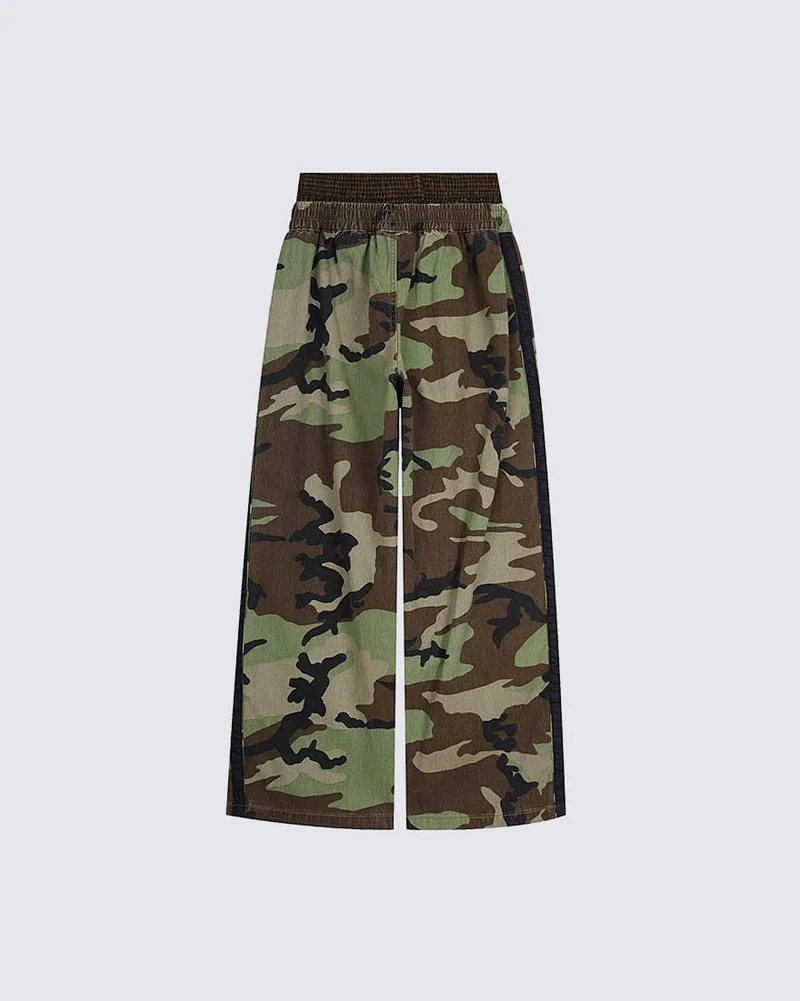 KIIKIO Utility Double Waist Camo Cargo Pants