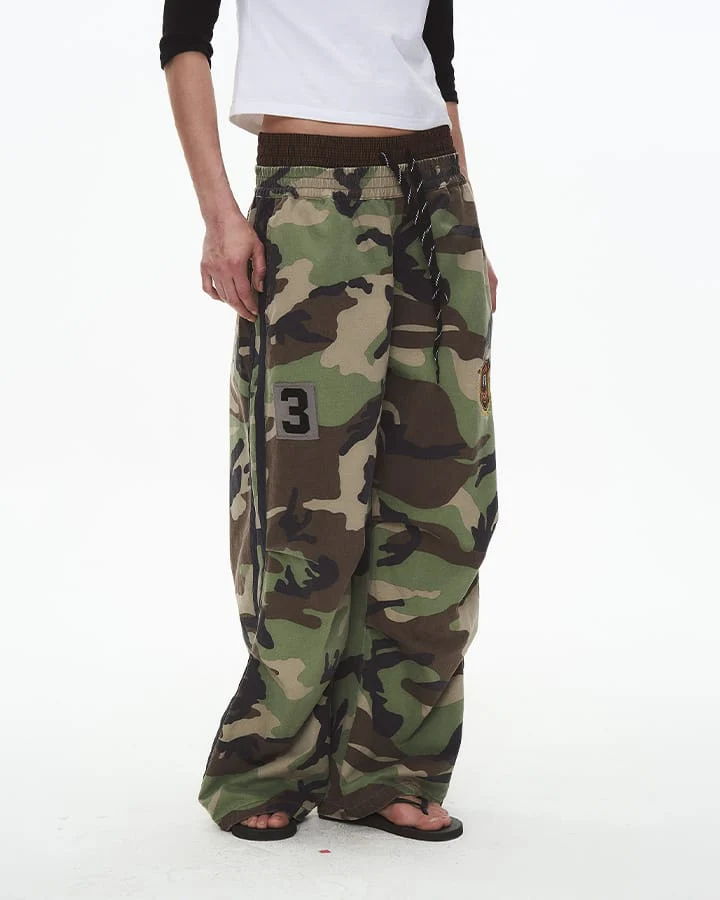KIIKIO Utility Double Waist Camo Cargo Pants