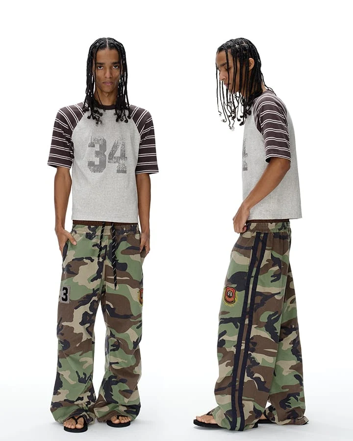 KIIKIO Utility Double Waist Camo Cargo Pants