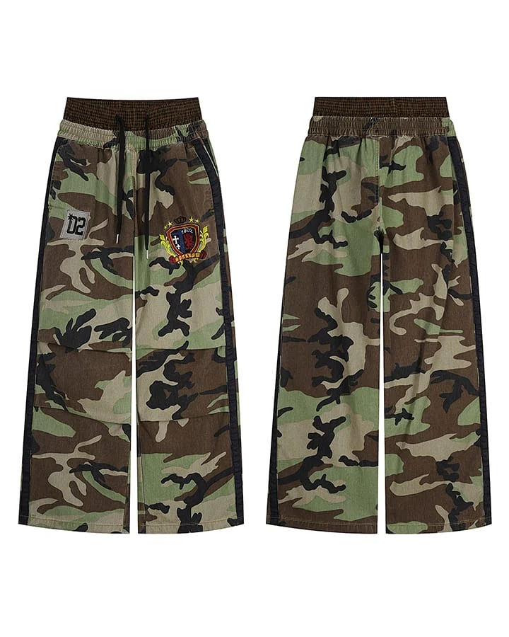 KIIKIO Utility Double Waist Camo Cargo Pants