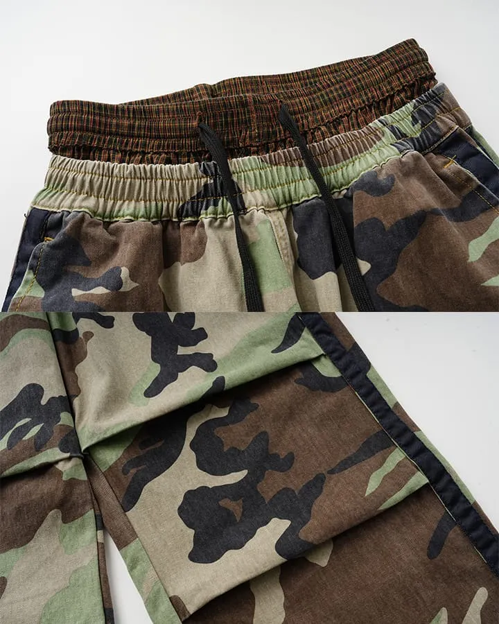 KIIKIO Utility Double Waist Camo Cargo Pants