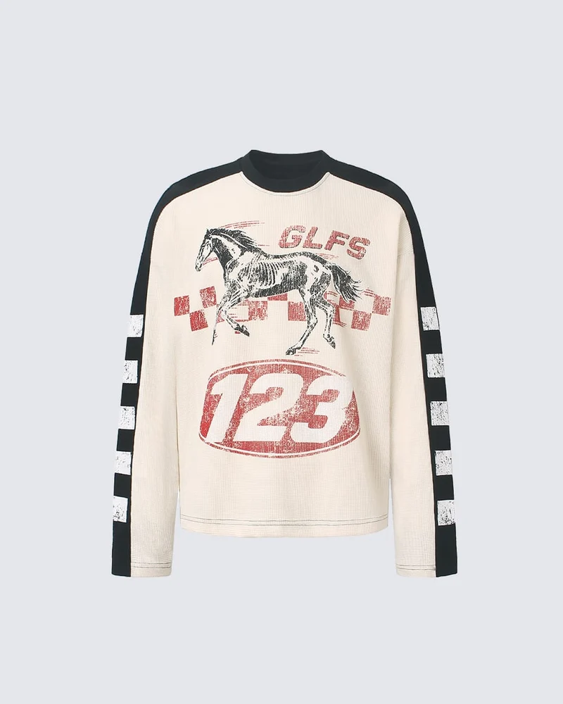 KIIKIO Retro Motorcycle Patchwork Tee