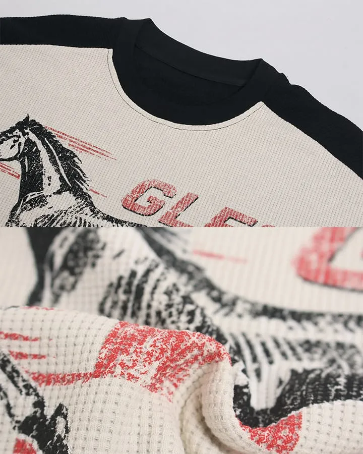 KIIKIO Retro Motorcycle Patchwork Tee
