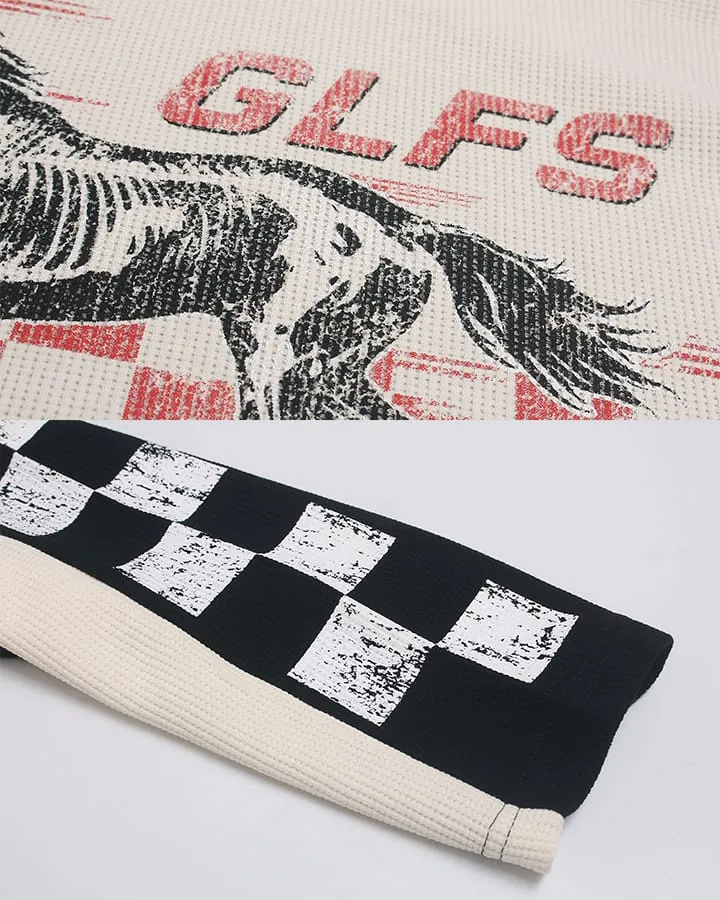 KIIKIO Retro Motorcycle Patchwork Tee
