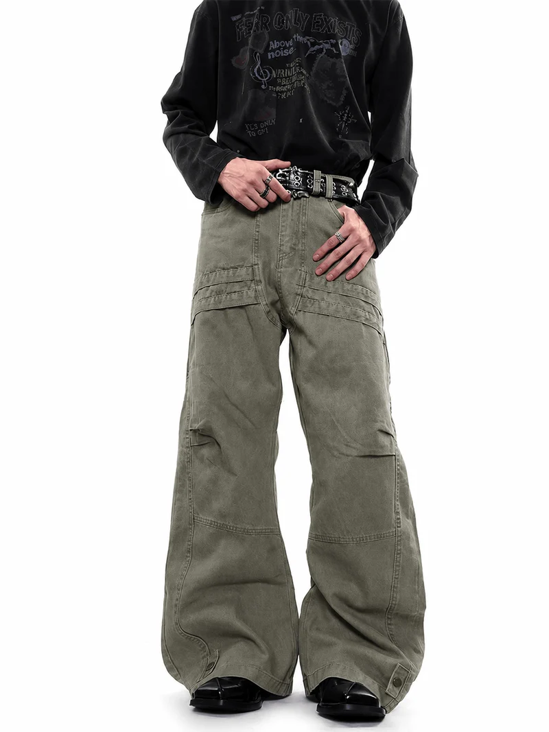 KIIKIO Utility Washed Pleated Curve Pants