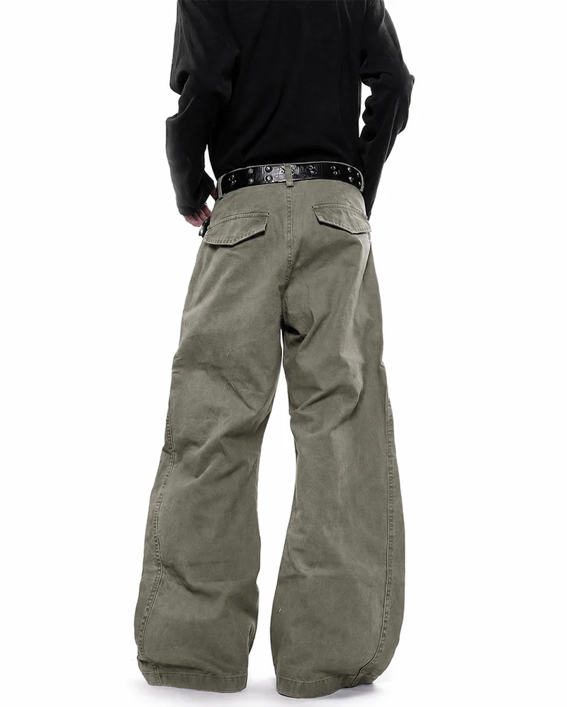 KIIKIO Utility Washed Pleated Curve Pants
