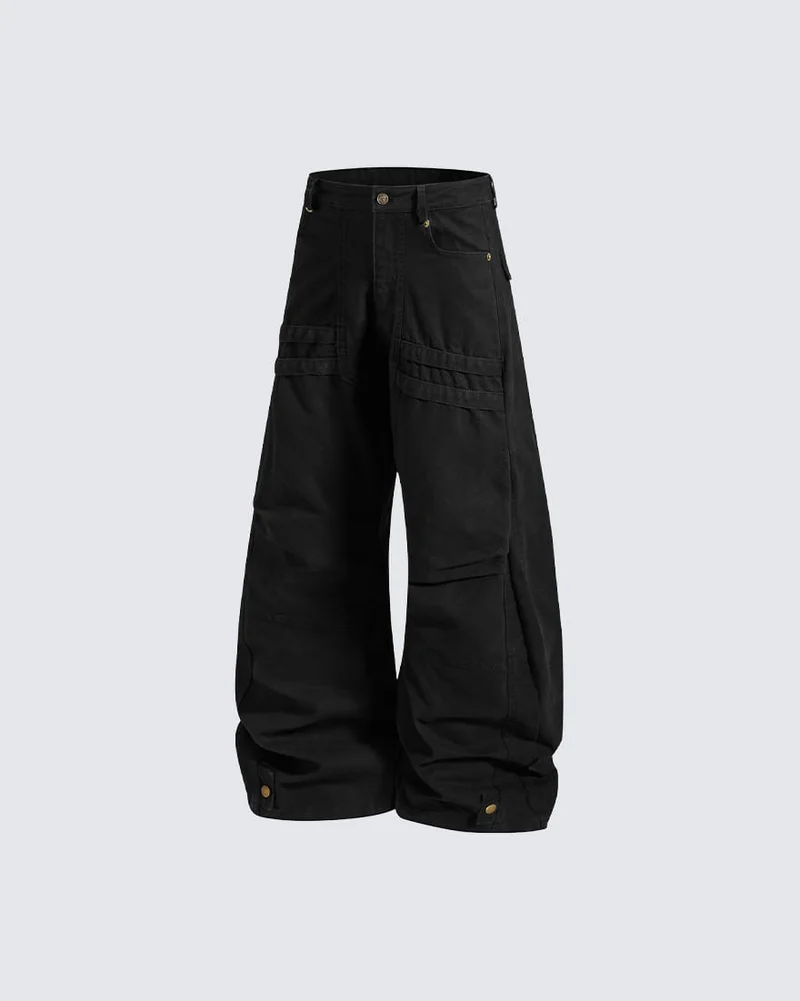 KIIKIO Utility Washed Pleated Curve Pants