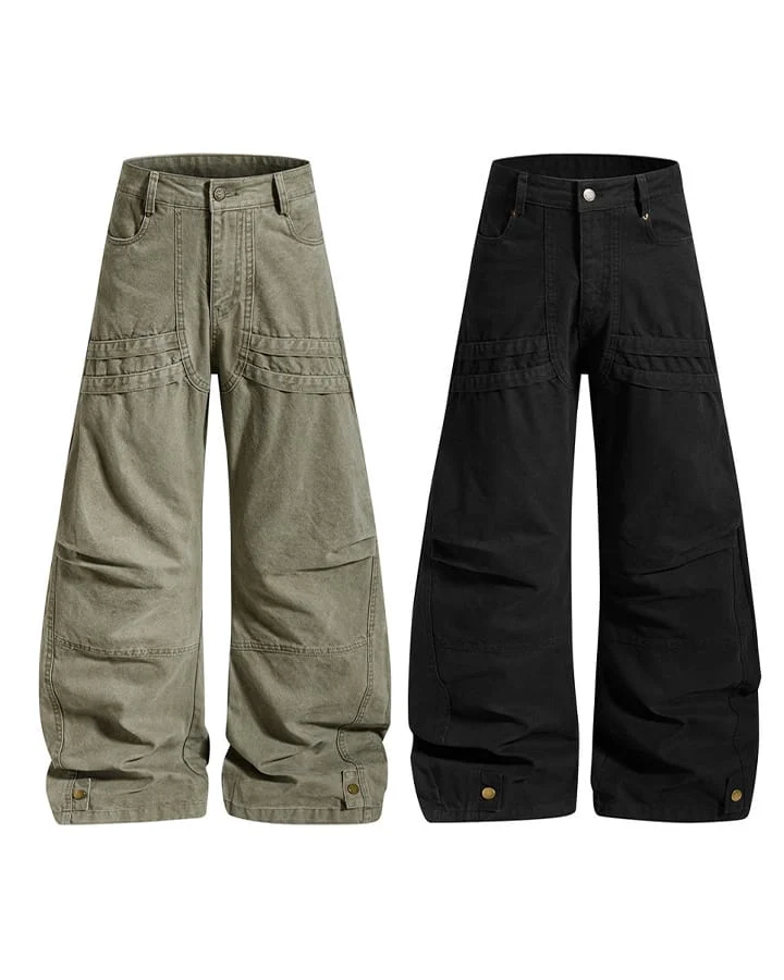 KIIKIO Utility Washed Pleated Curve Pants