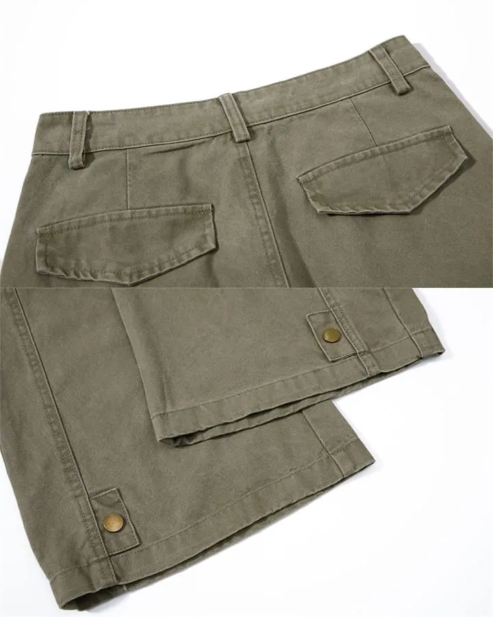 KIIKIO Utility Washed Pleated Curve Pants