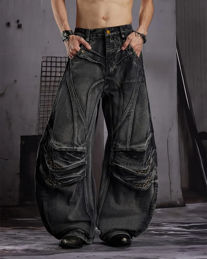 KIIKIO Utility Washed Cargo Jeans