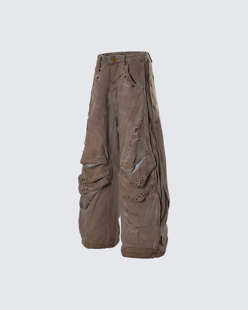 KIIKIO Utility Washed Cargo Jeans