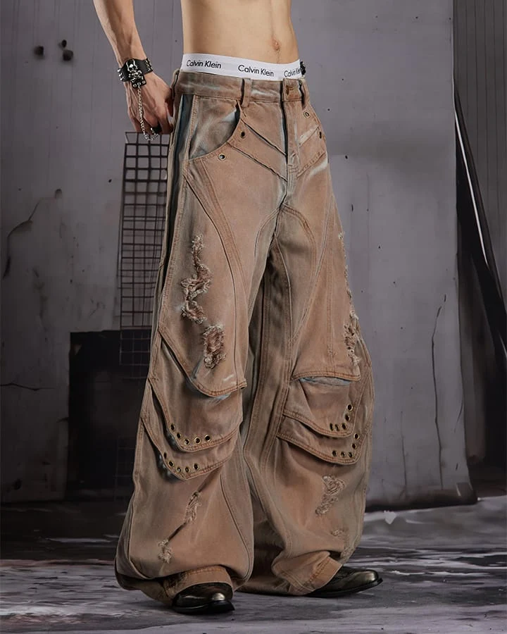KIIKIO Utility Washed Cargo Jeans