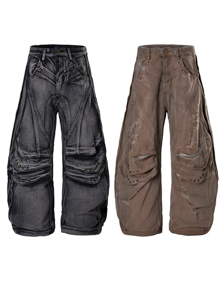 KIIKIO Utility Washed Cargo Jeans