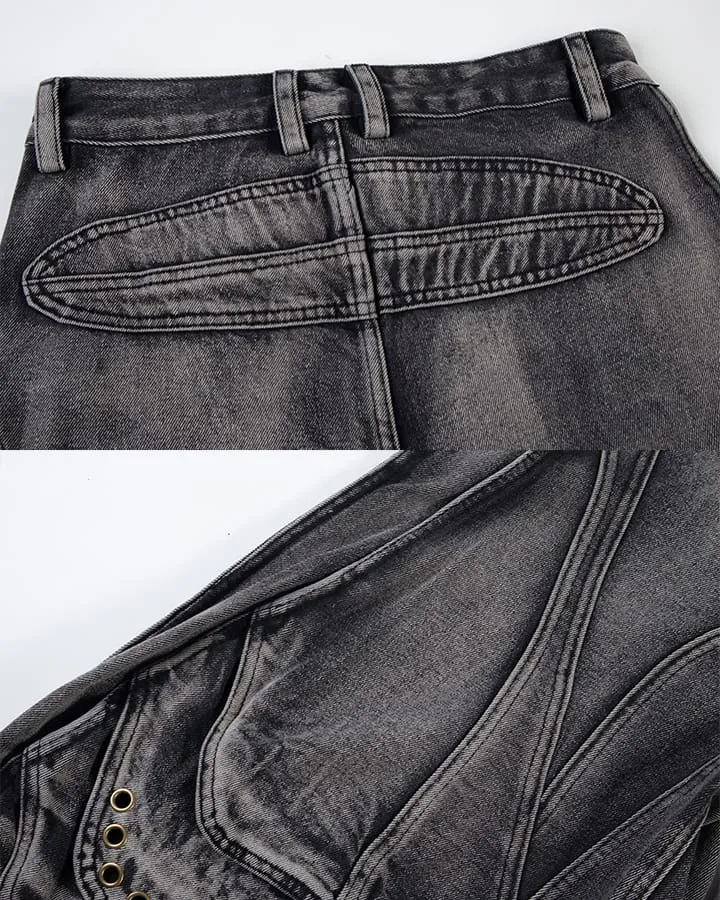 KIIKIO Utility Washed Cargo Jeans