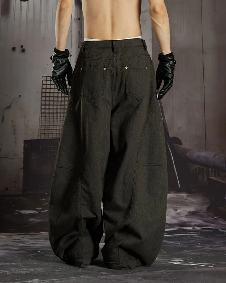 KIIKIO Utility Washed Pleated Curve Jeans