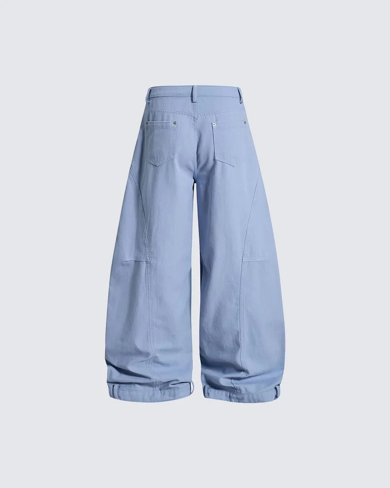 KIIKIO Utility Washed Pleated Curve Jeans