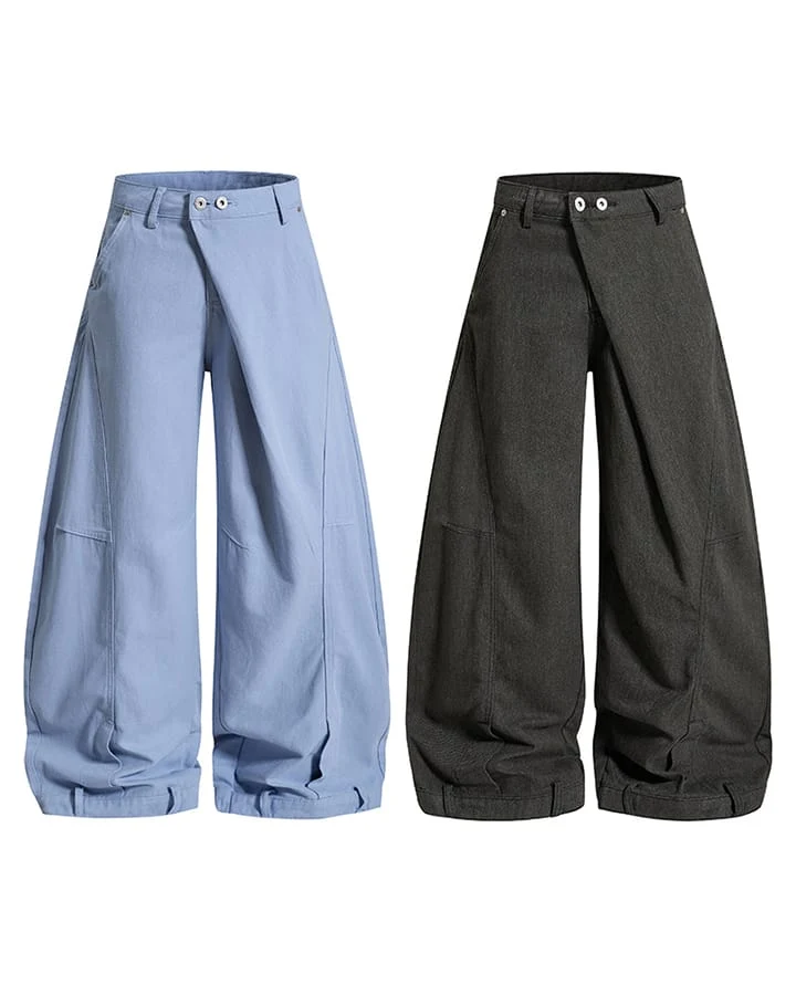 KIIKIO Utility Washed Pleated Curve Jeans