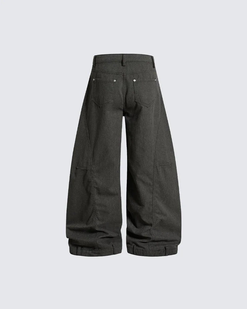 KIIKIO Utility Washed Pleated Curve Jeans