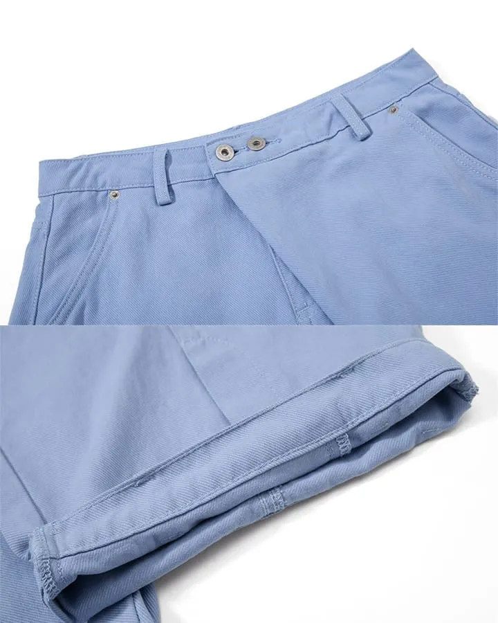KIIKIO Utility Washed Pleated Curve Jeans