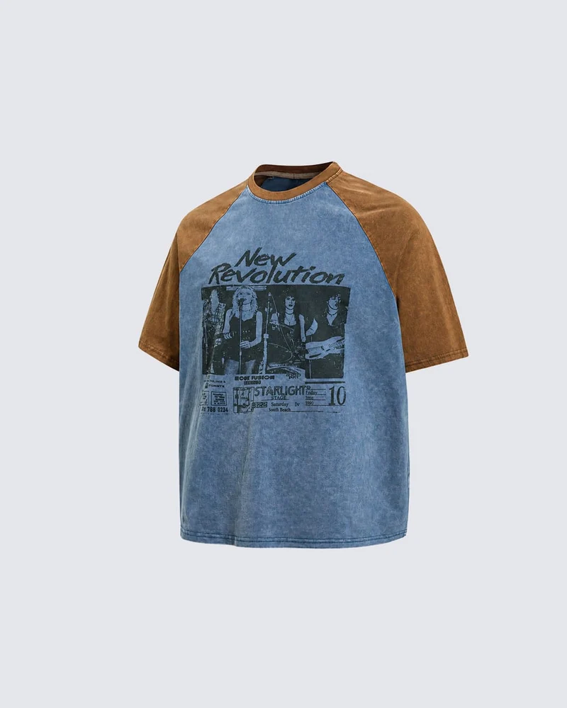 KIIKIO Retro Washed Patchwork Tee
