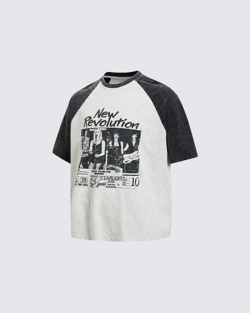 KIIKIO Retro Washed Patchwork Tee