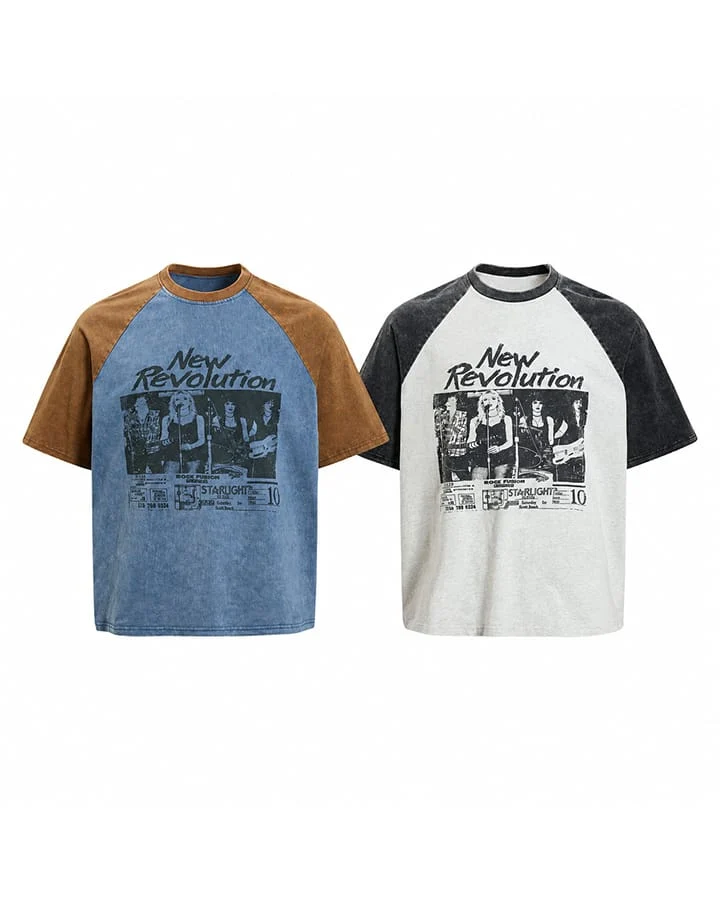 KIIKIO Retro Washed Patchwork Tee