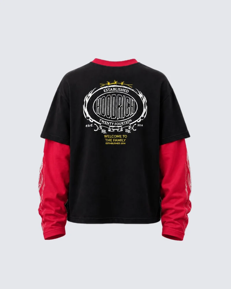 KIIKIO American Streetwear Layered Long Sleeve T-Shirt