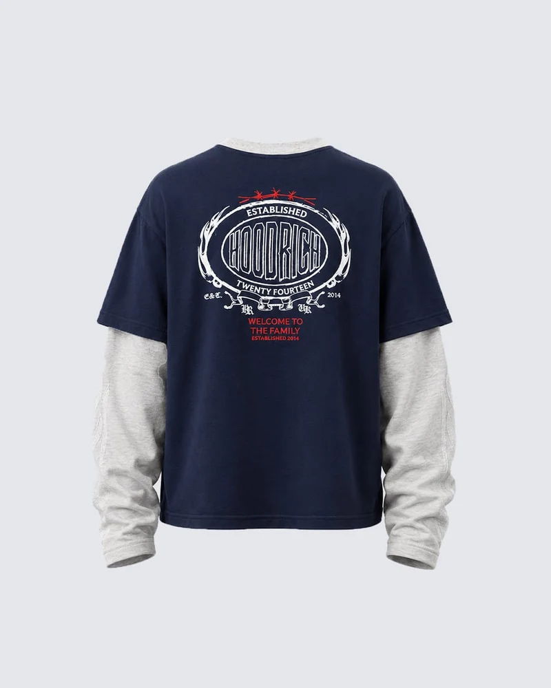 KIIKIO American Streetwear Layered Long Sleeve T-Shirt