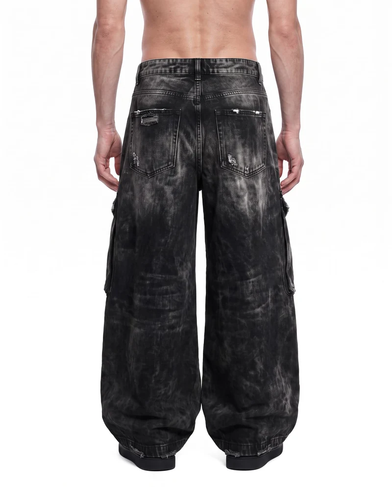 KIIKIO Vintage Streetwear Distressed Cargo Jeans