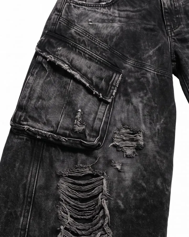 KIIKIO Vintage Streetwear Distressed Cargo Jeans