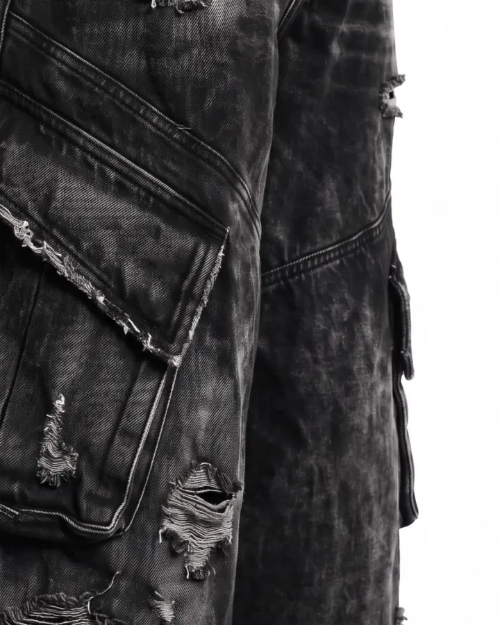 KIIKIO Vintage Streetwear Distressed Cargo Jeans