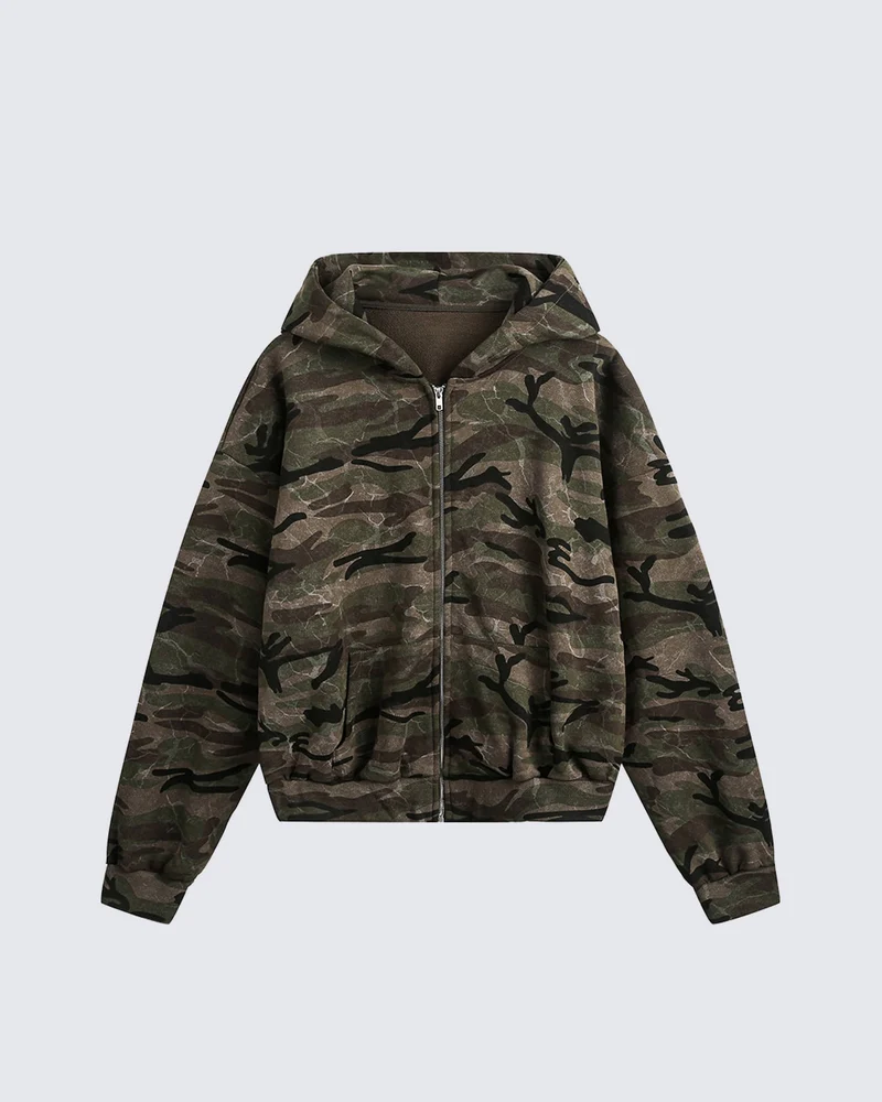 KIIKIO American-StyleCamouflage Hooded Sweatshirt