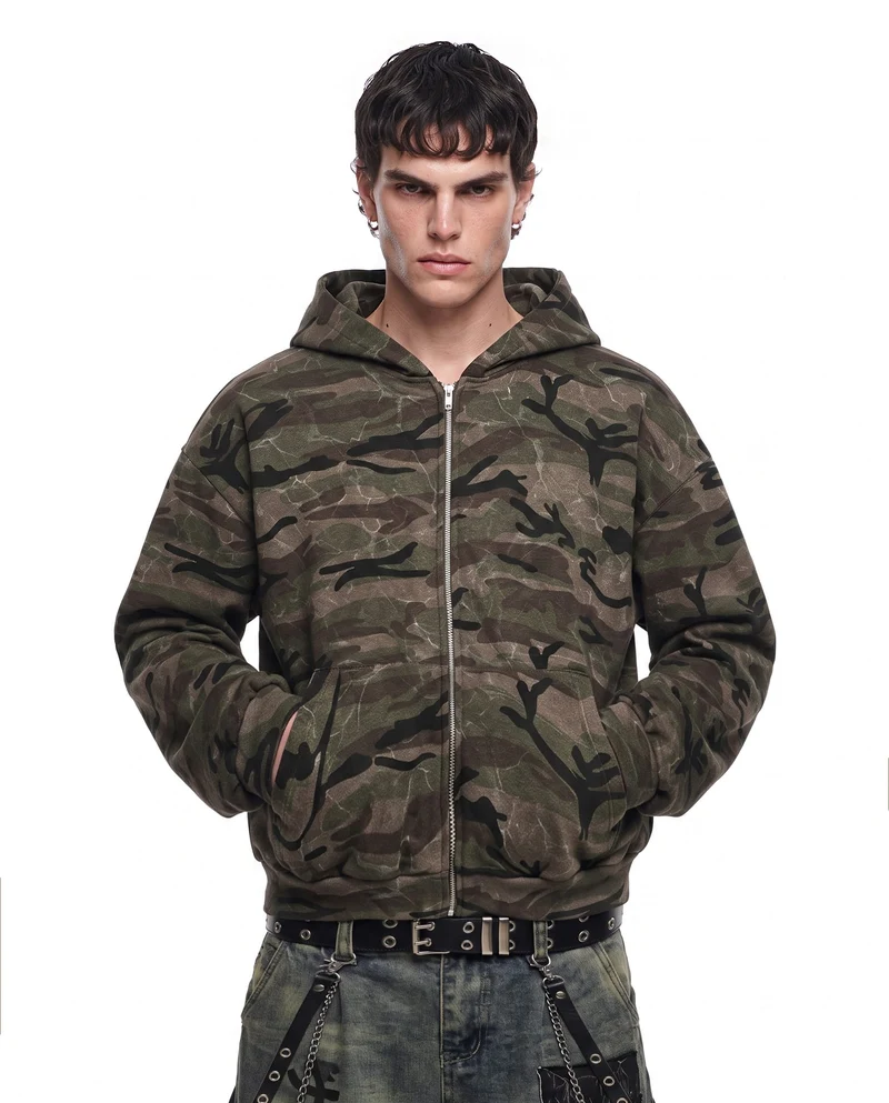 KIIKIO American-StyleCamouflage Hooded Sweatshirt