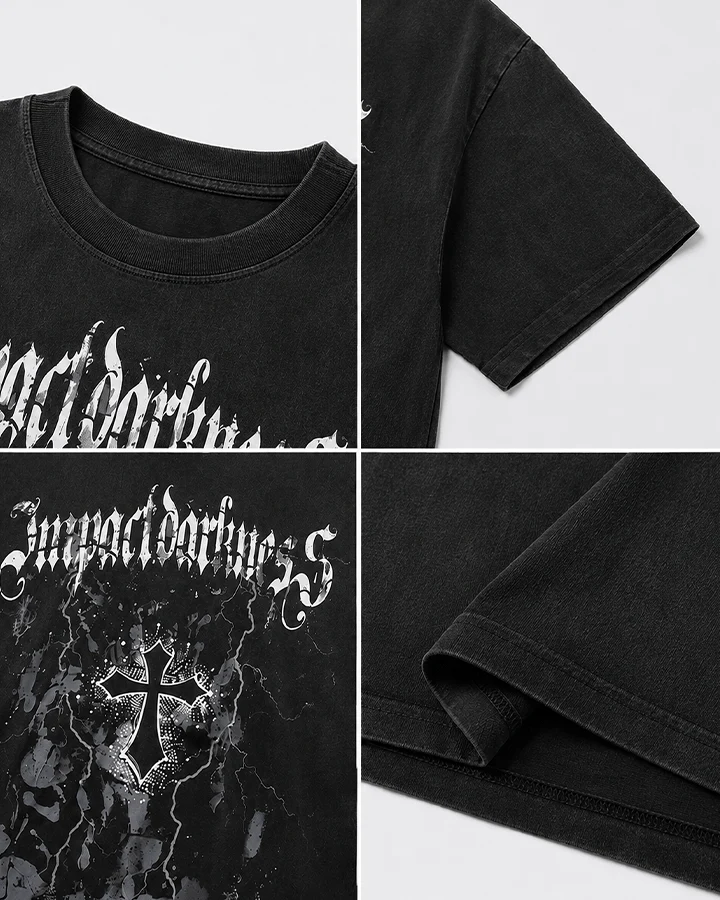 KIIKIO Gothic Cross Graphic Oversized T-Shirt