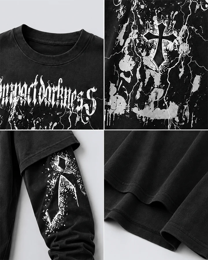 KIIKIO Gothic Graphic Layered Long Sleeve T-Shirt