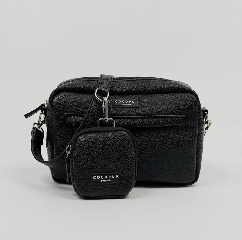 Leder Hundespaziergangtasche Set- Schwarz