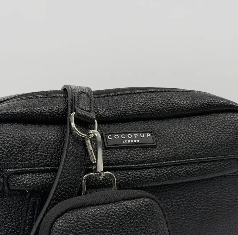 Leder Hundespaziergangtasche Set- Schwarz