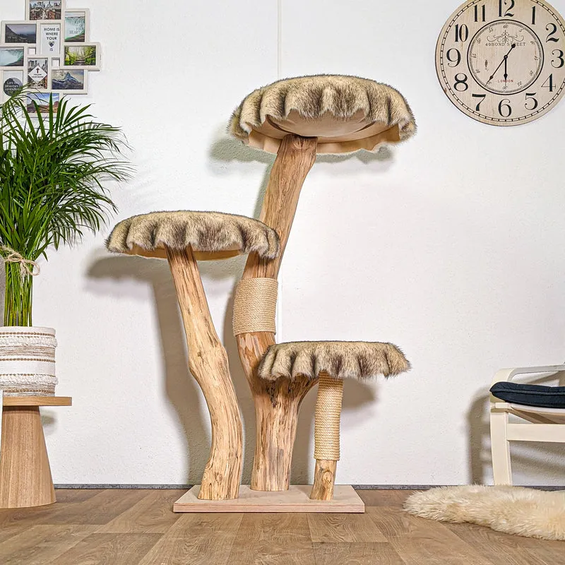 Naturkratzbaum 4422 Kratzbaum Natur Holz Design 144 cm hoch Katzenbaum